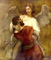 Иаков борющийся с Христом. Рембрандт 